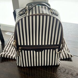 Henri Bendel Brown and White Striped Backpack